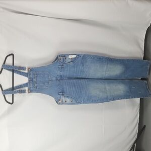 Old Navy Denim Overalls Women Plus Sz 18 Distressed Crop Straight Leg NWT